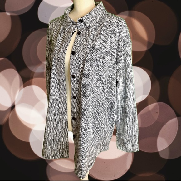 NWT Athleta ‘Textured Shirt Jacket’ in “Braiden Black & White” Size XL - Picture 11 of 16